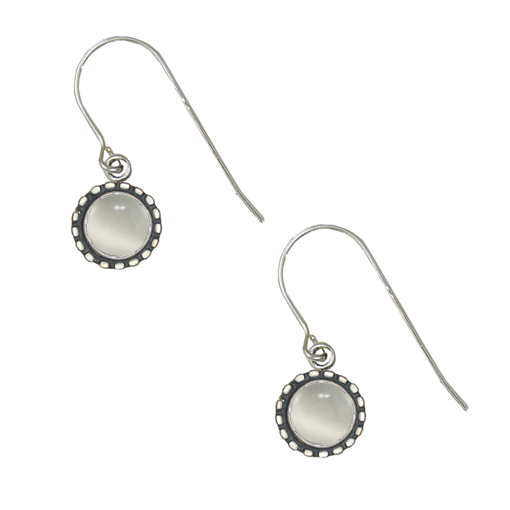 Sterling Silver Petite White Moonstone Gemstone Drop Dangle Earrings